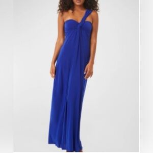 MISA THORA DRAPPED ONE SHOULDER MAXI DRESS